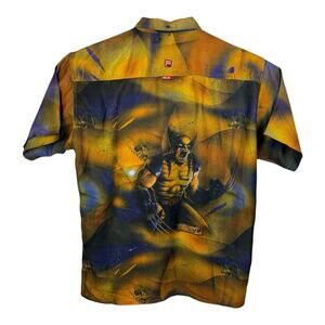 Ecko Unlimited Men’s XL Marvel X-Men Wolverine Button Down Shirt Yellow Blue